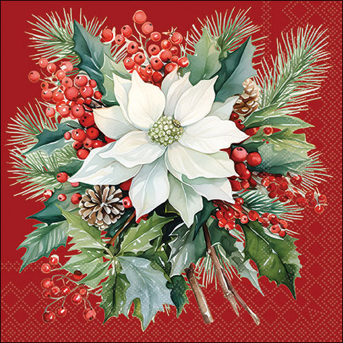 Poinsettia Bouquet RED - Napkin