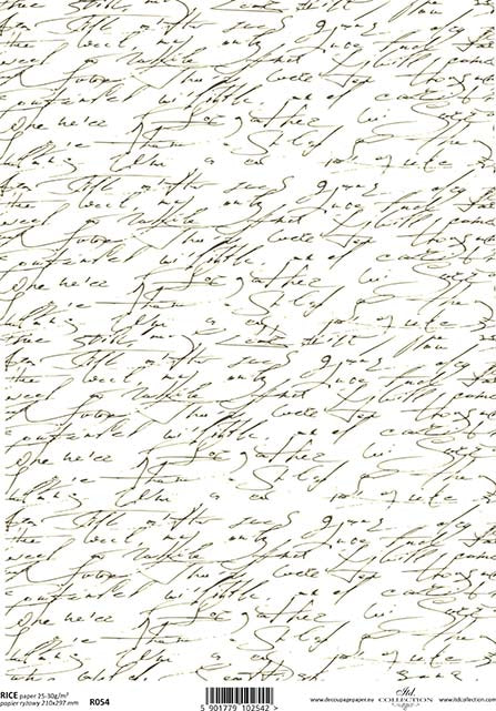 R0054 - Classic Handwritten Script Rice Paper A4 – Decoricepaper