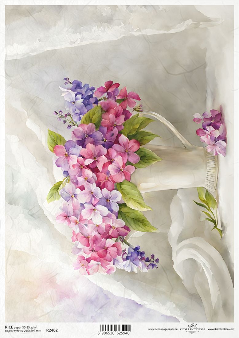 Decorative paper with floral design on a textured white background
