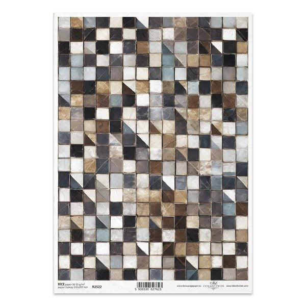Cle Tile Rice Paper R2522 - Mosaic Tile Design Rice Paper A4 – Decoricepaper