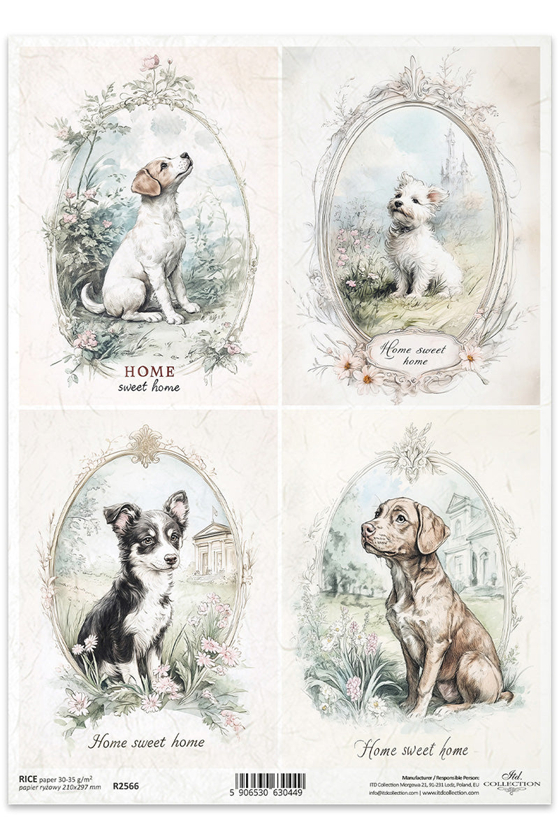 R2566 - Sweet Home Puppies Rice Paper A4