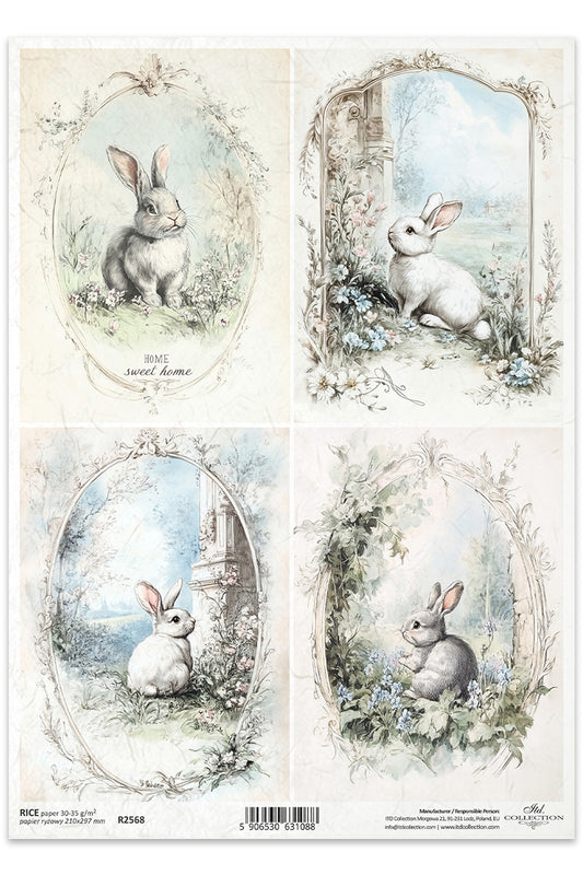 R2568 - Sweet Easter Bunnies Rice Paper A4