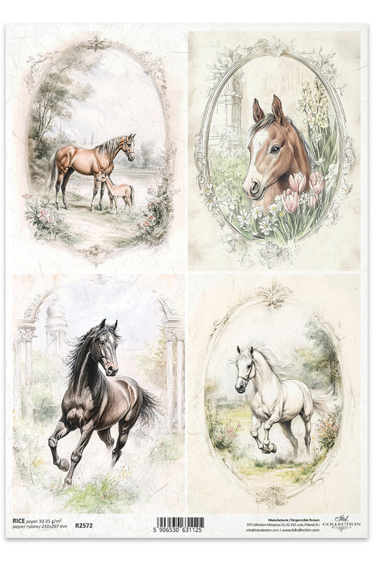 R2572 - Rustic Horse Rice Paper A4