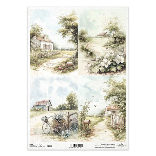 R2576 - Vintage Countryside Rice Paper A4