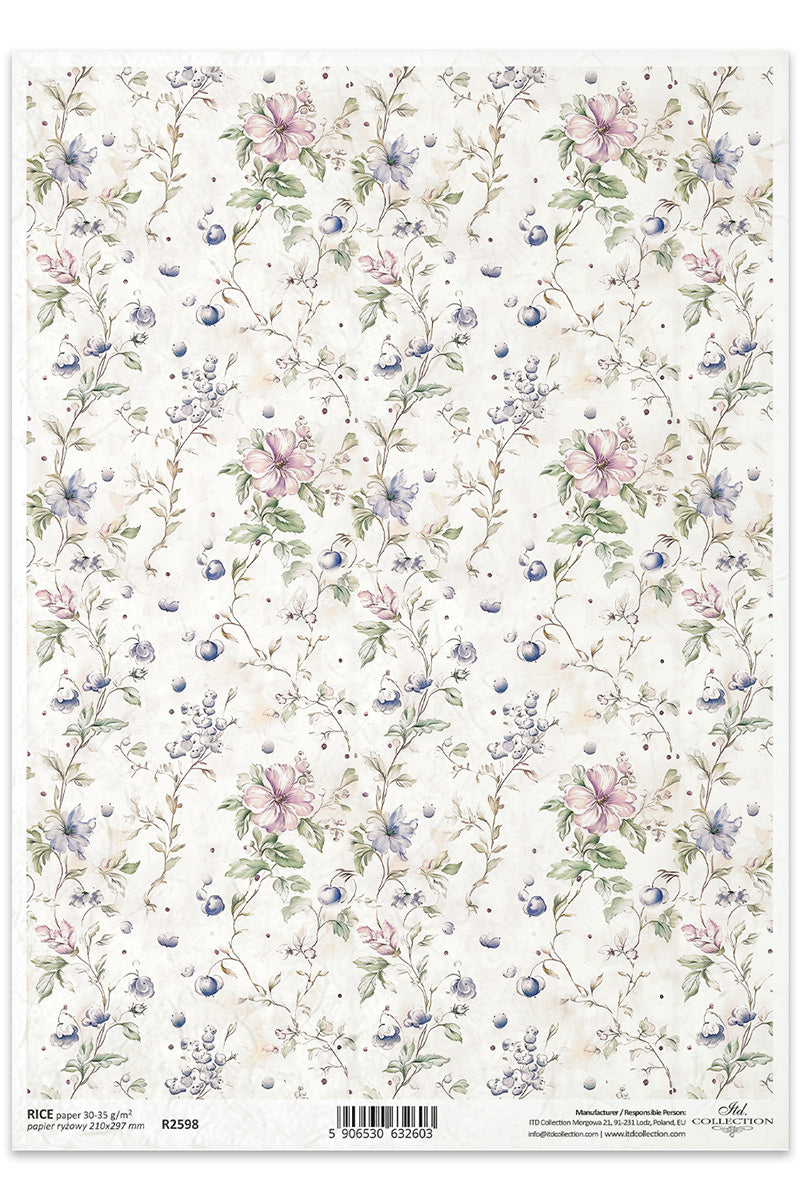 R2598 - Wild Garden Blooms Rice Paper A4