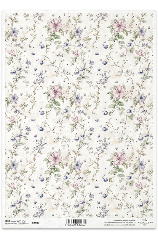 R2598 - Wild Garden Blooms Rice Paper A4