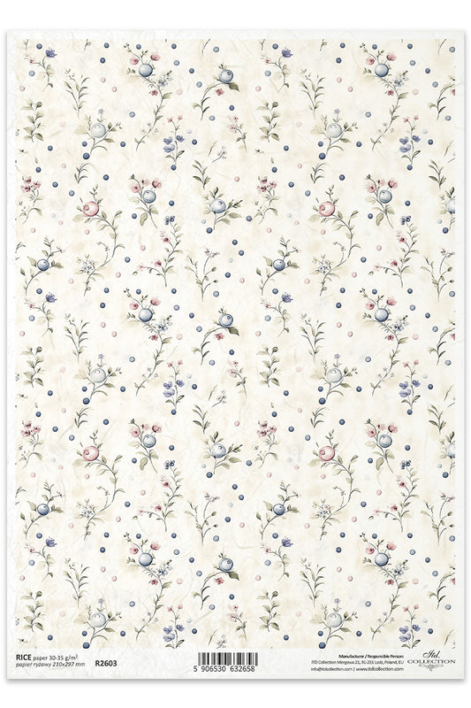 R2603 - Summer Berries and Blossoms Rice Paper A4