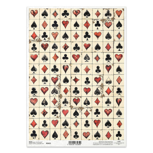 R2622 - Wonderland Playing Cards - Rice Paper A4