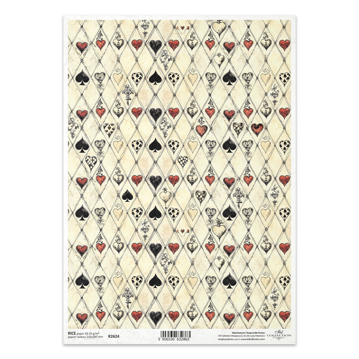 R2624 - Wonderland Card Pattern - Rice Paper A4