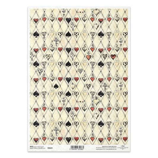R2624 - Wonderland Card Pattern - Rice Paper A4