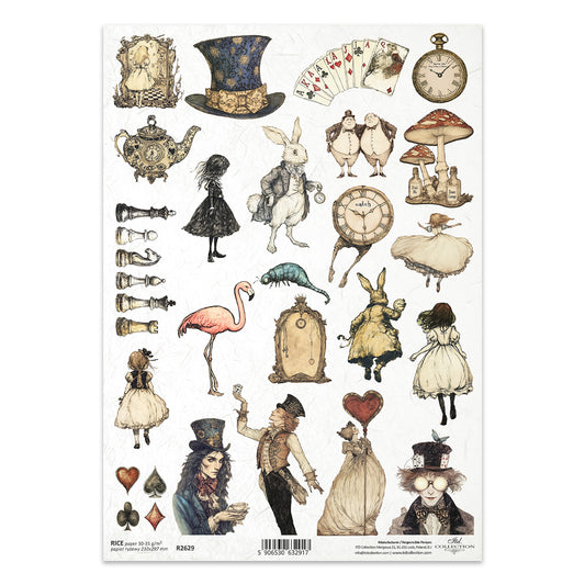 R2629 - Alice in Wonderland Characters - Rice Paper A4