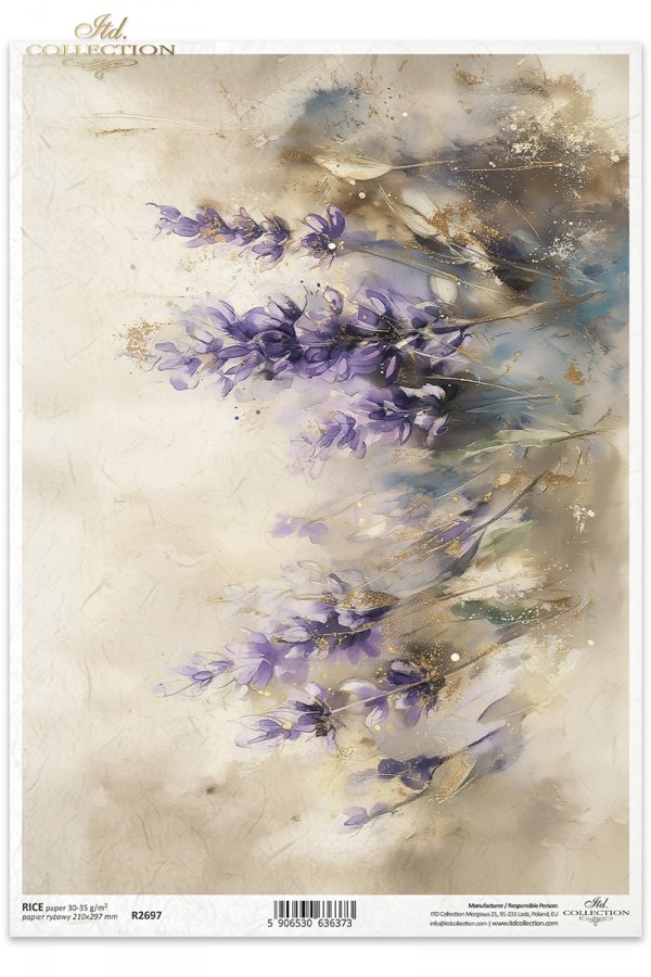 Artistic depiction of lavender flowers on a textured background with 'Art Collection' branding.