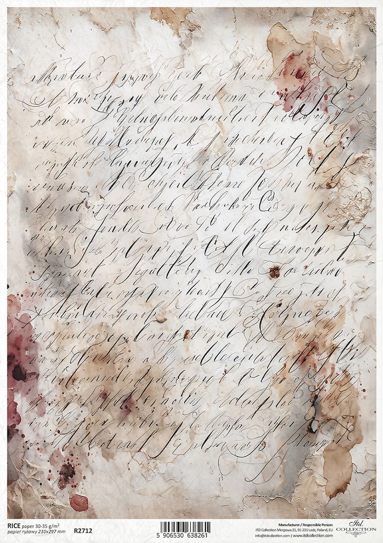 Vintage-style paper with handwritten text and floral elements