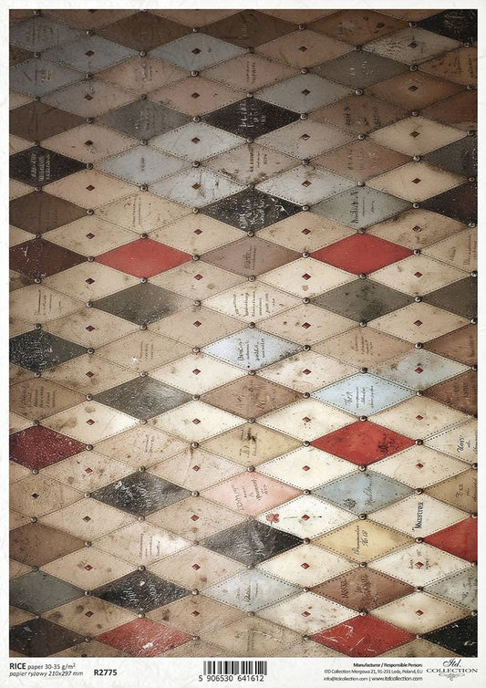 Patterned paper with diamond shapes in various colours