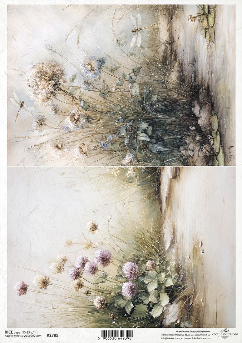 Two floral designs on a textured background with dried flowers and flowers.