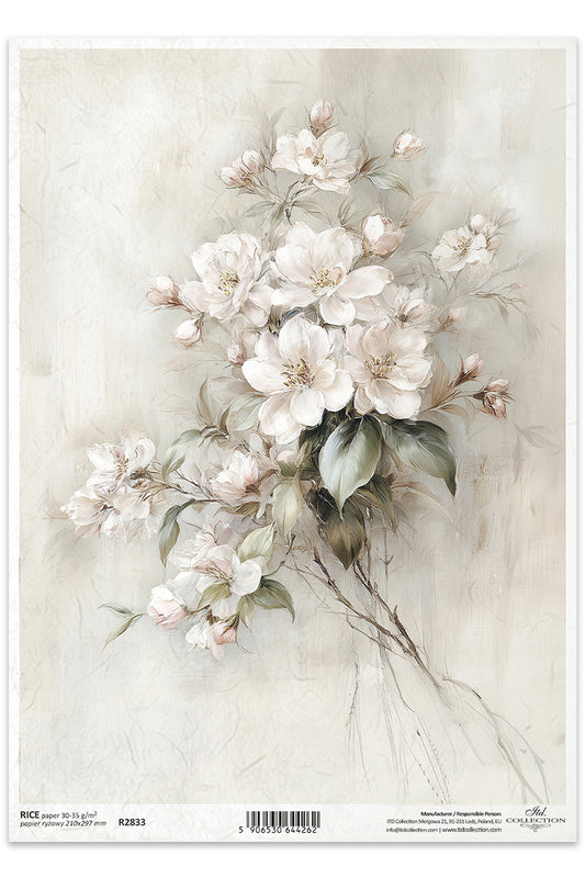 Floral design on a textured paper with a light background