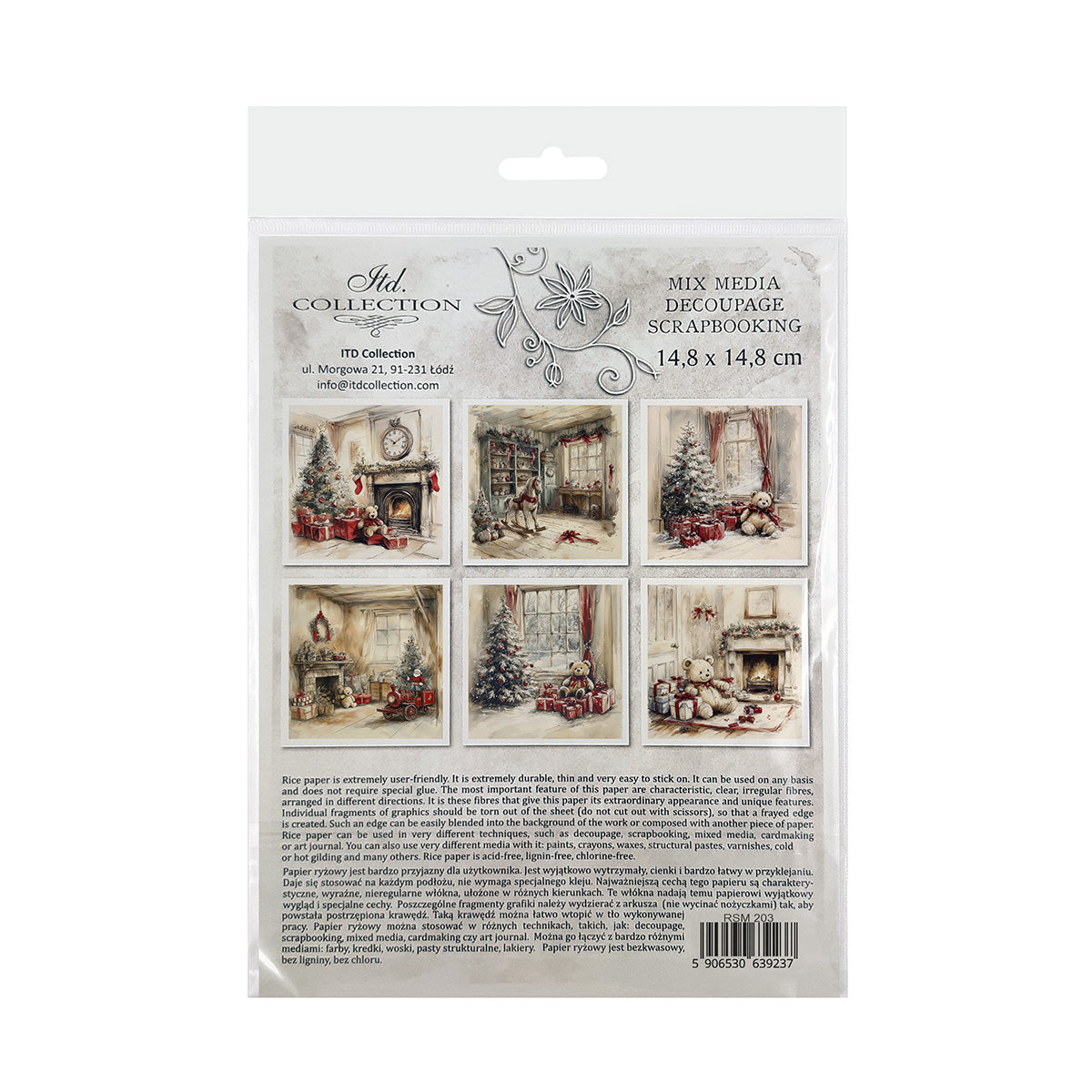 Packaging of rice paper set with Christmas-themed images on a white background.
