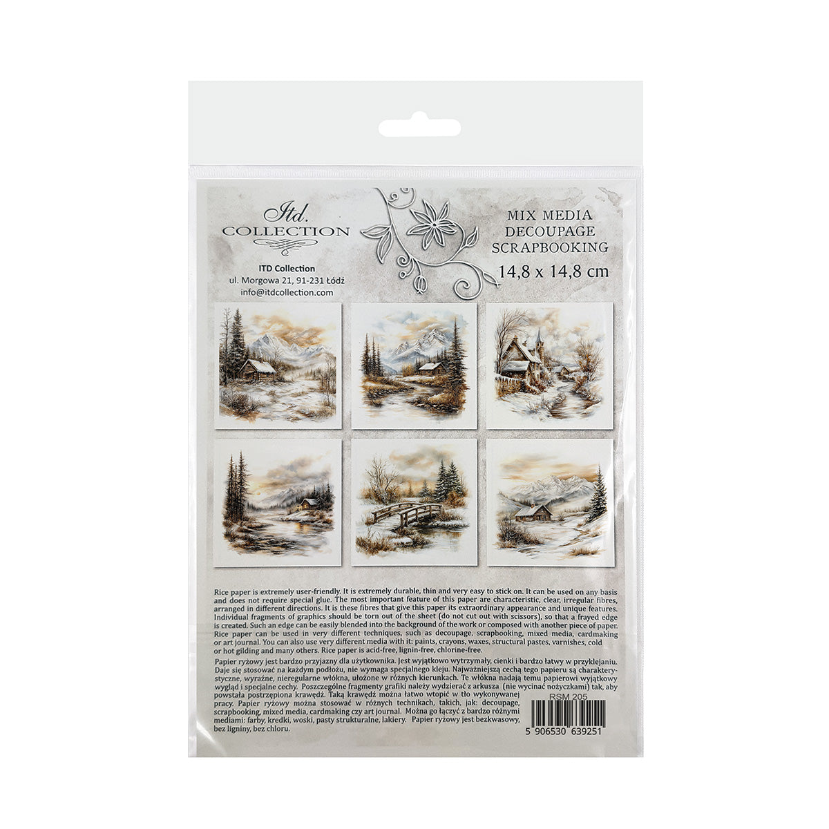 Packaging of rice paper set with scenic designs.