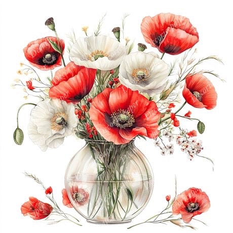 S008 - Poppy Blooms - Mini Rice Paper Set