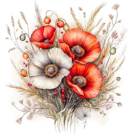 S008 - Poppy Blooms - Mini Rice Paper Set