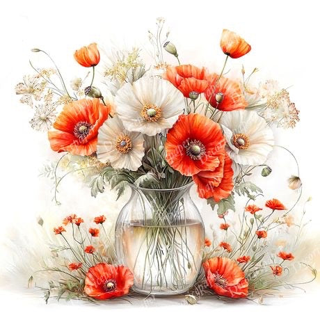 S008 - Poppy Blooms - Mini Rice Paper Set