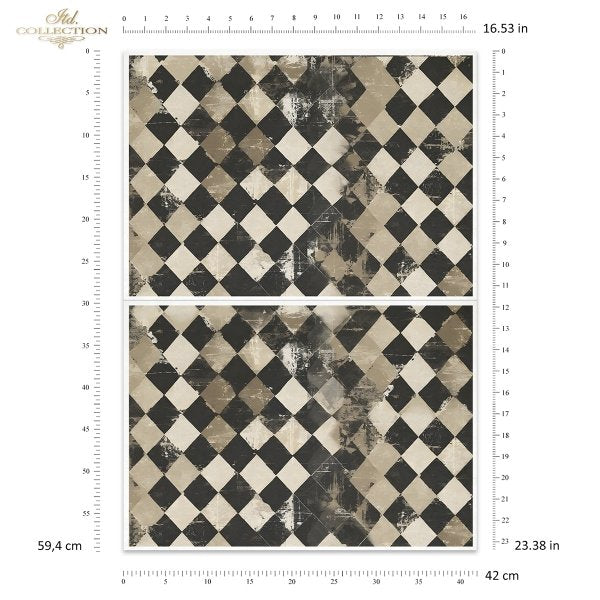 Checkered pattern mulberry paper with measurement scale