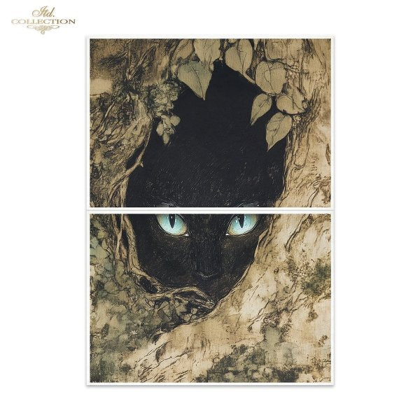 Black cat with glowing eyes