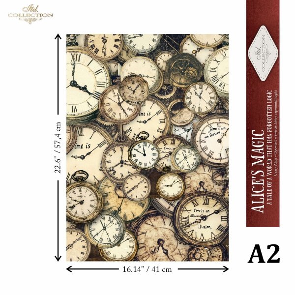 Mulberry paper with vintage clock design from the Alice’s Magic series