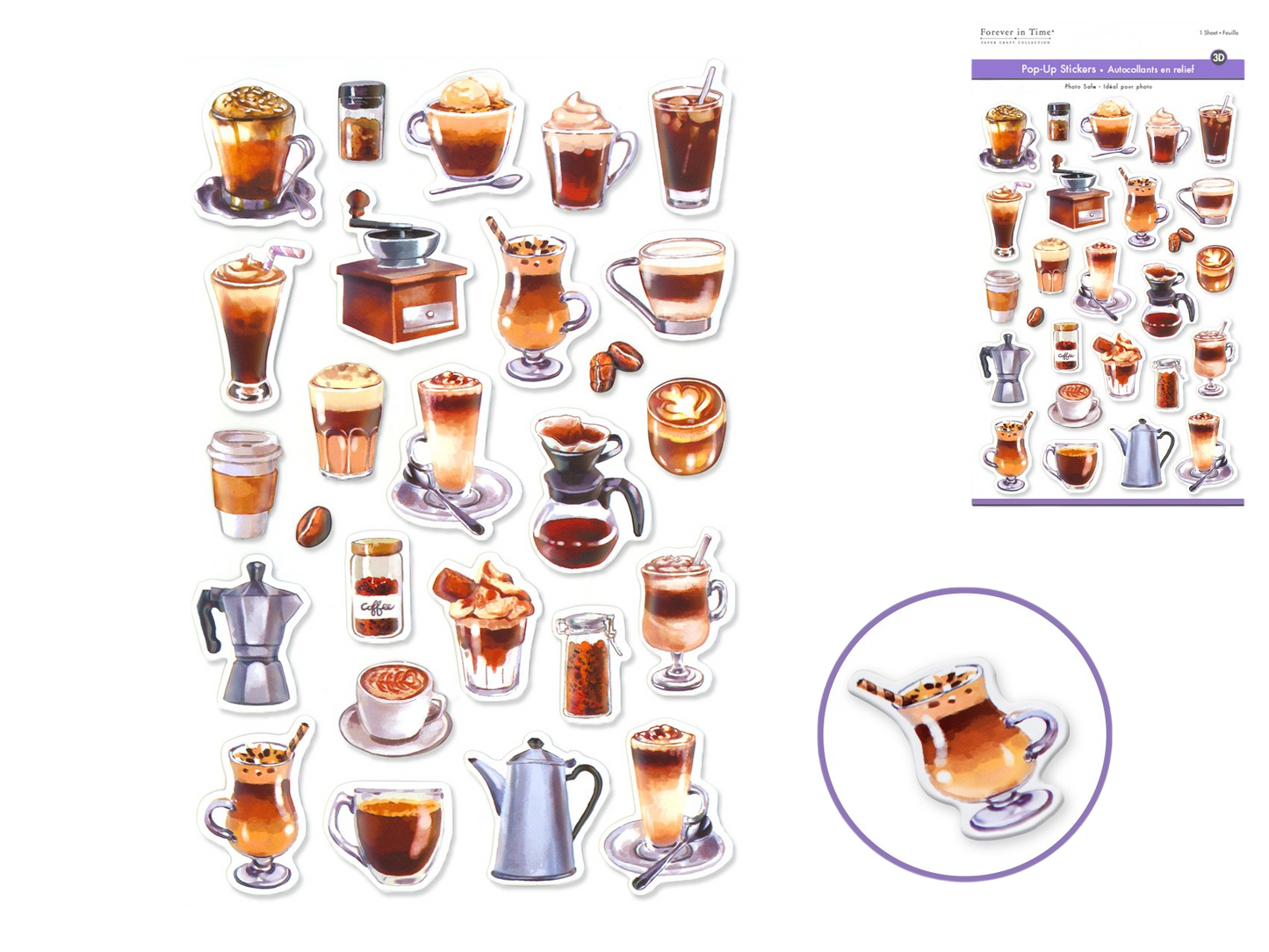3D Pop-Up Stickers - Coffee Time