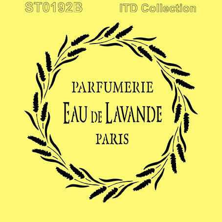 Parfumerie Eau de Lavande Paris logo with lavender wreath on a yellow background