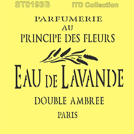 Eau de Lavanide perfume label with floral design on a yellow background