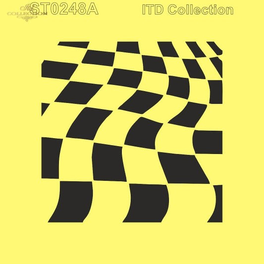 Checkered pattern with black and yellow on a yellow background.