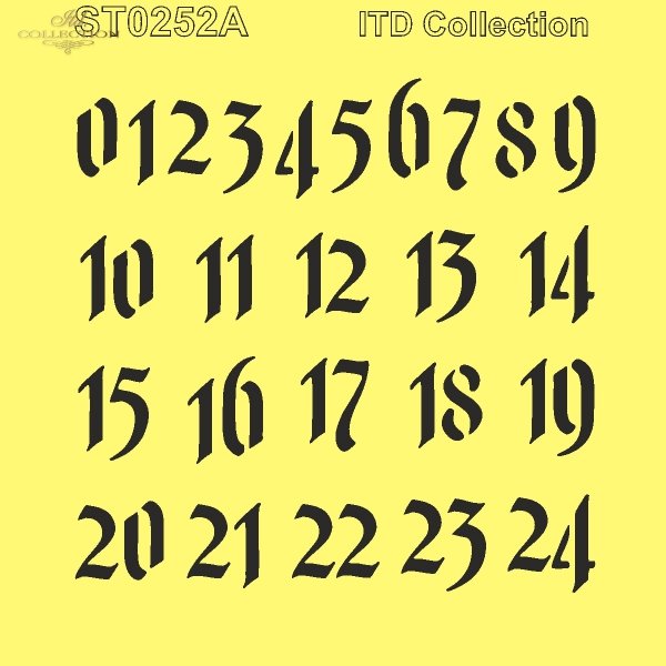 Black numbers on a yellow background 