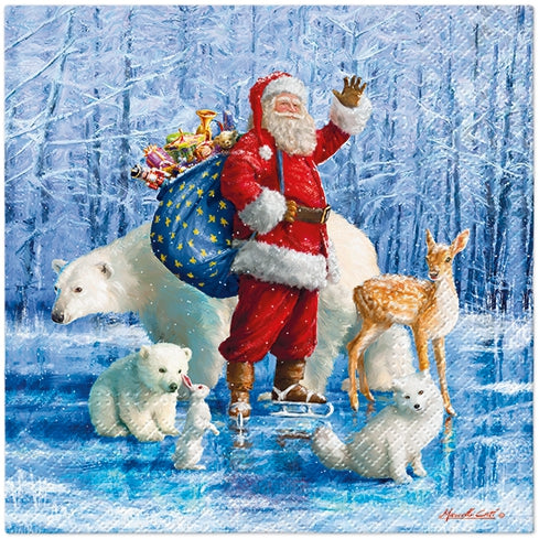 Santa Claus with Animals - Napkin