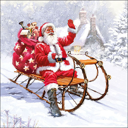 Santa on Sledge - Napkin