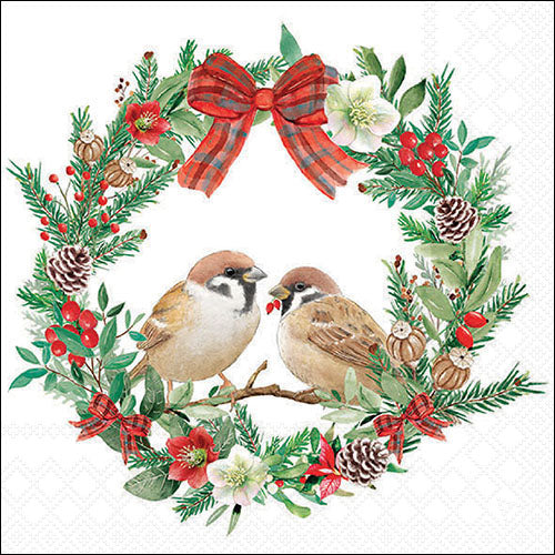 Sparrows in Wreath - Napkin