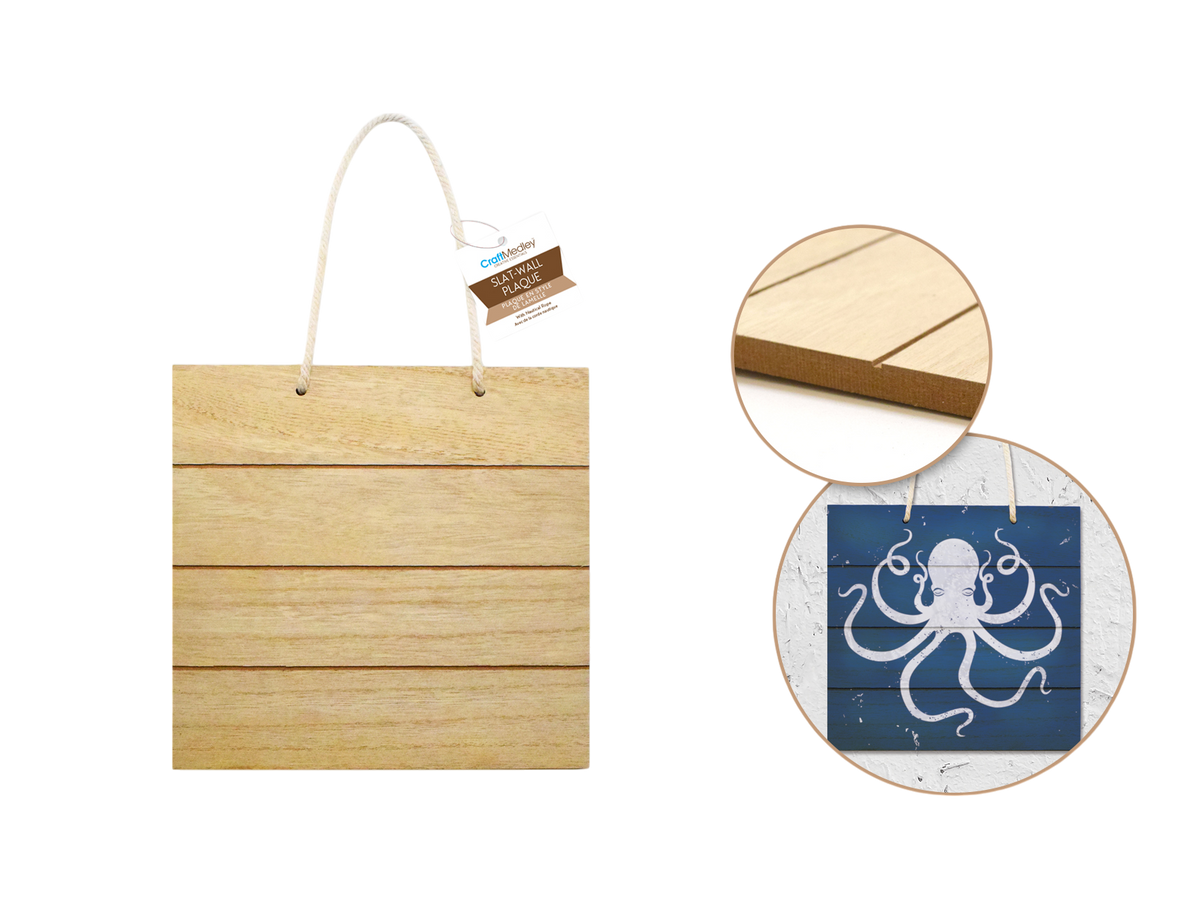 Plaques With Ropes Slat-Wall Square Hanging Plaque with Nautical Rope - Square – Decoricepaper