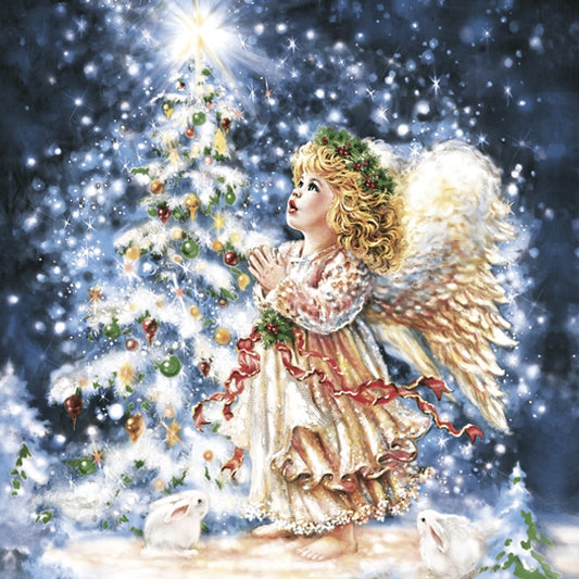 Xmas Angel & Rabbits - Napkin