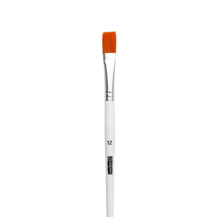 Paintbrush with white handle and orange bristle head