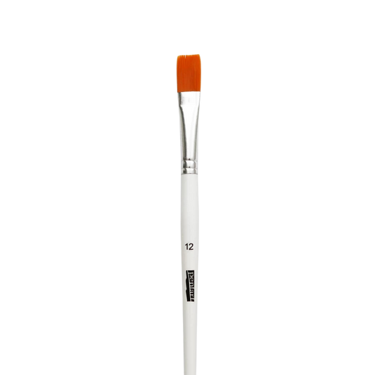 Paintbrush with white handle and orange bristle head