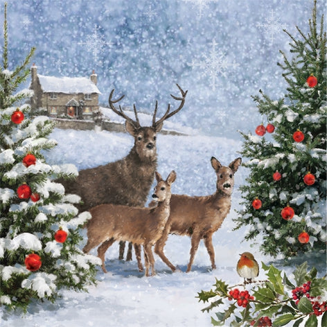 Three Deers at Christmas - Napkin