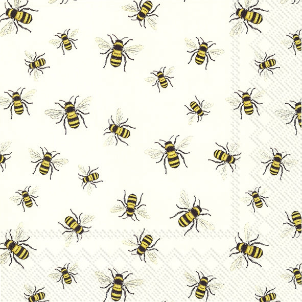 Lovely Bees WHITE - Napkin