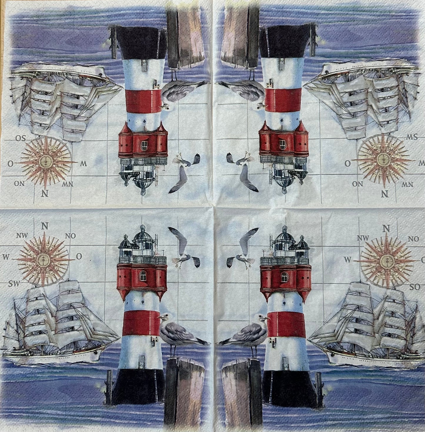 Lighthouse and Compass - Napkin