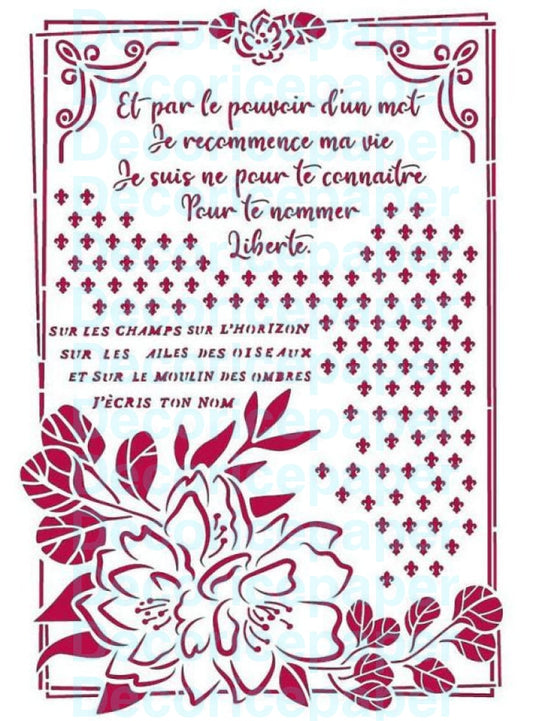 Romantic Journal Flower With Frame - Stencil