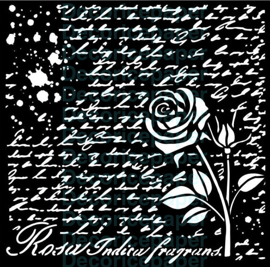 Rosa Parfume Manuscript With Rose - Stencil