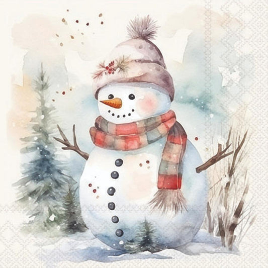 Snowman in Nature - Cocktail Napkin
