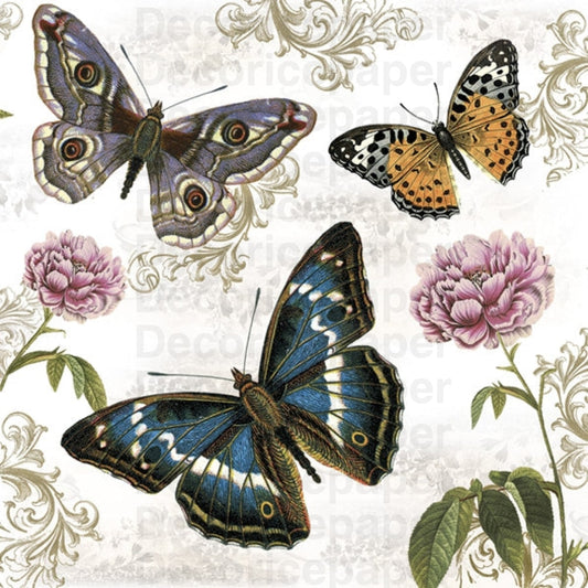 Butterflies On Retro Background Napkin